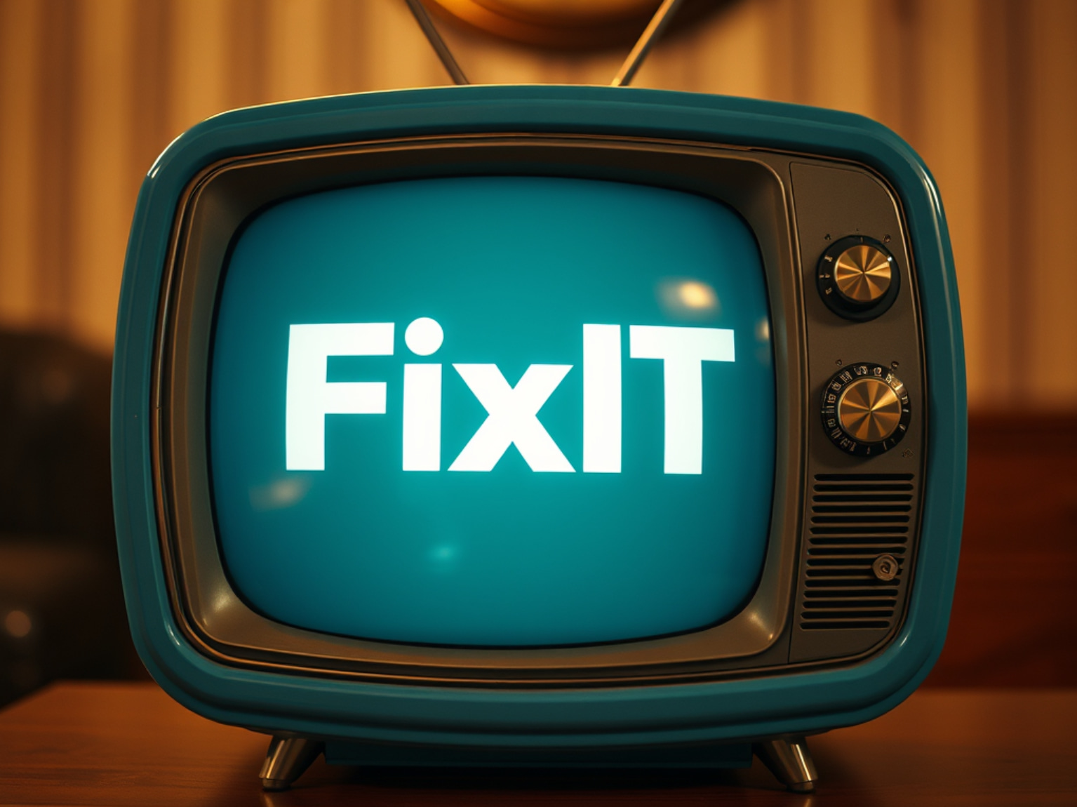 A vintage box-style television with the word 'FixIT' on the screen sits next to a modern flat-screen TV, illustrating the evolution of technology and how FixIT Computer & Tech supports both old and new devices.